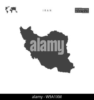 Iran vettore vuoto mappa isolati su sfondo bianco. High-Detailed silhouette nera Mappa di Iran. Illustrazione Vettoriale