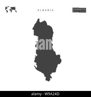 L'Albania vuoto mappa vettore isolato su sfondo bianco. High-Detailed silhouette nera Mappa di Albania. Illustrazione Vettoriale