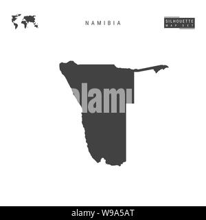 La Namibia vuoto mappa vettore isolato su sfondo bianco. High-Detailed silhouette nera Mappa della Namibia. Illustrazione Vettoriale