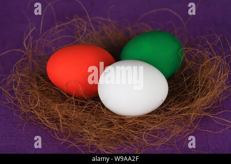 Eggs painted tricolor representing Indian Flag Stock Photo