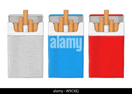 Pacchetto di sigarette. Mano bozzetto Illustrazione Vettoriale