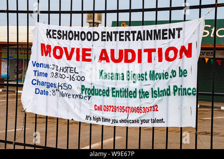 Poster per il filmato su audition ringhiere in Kasama, Zambia Foto Stock