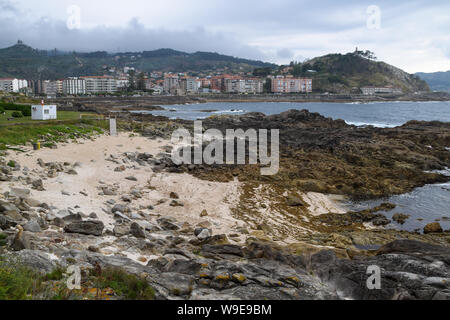 Vista della spiaggia di os frades in Baiona (Galizia) Foto Stock
