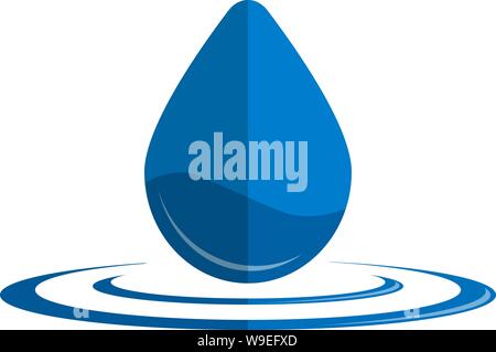 Blu simbolo waterdrop isolati su sfondo bianco illustrazione vettoriale Illustrazione Vettoriale