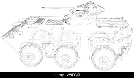 Veicolo militare. EPS10 formato. Vettore creati di 3d Illustrazione Vettoriale