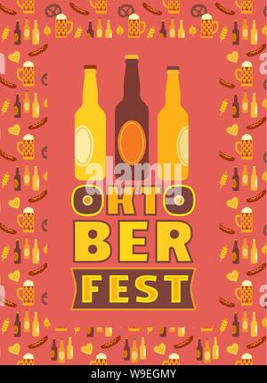 Oktoberfest disegnati a mano di colore piatto lettering del vettore Illustrazione Vettoriale