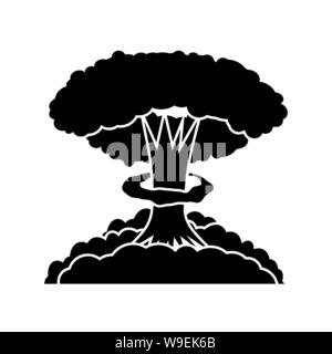 Raffica di nucleare. Cartoon esplosione di bomba. Radioattivo potenza atomica. Simbolo della guerra. Grosso fungo Cloud. Illustrazione Vettoriale