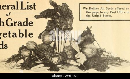 Archivio immagine dalla pagina 12 della Currie's farm e giardino annuale. Currie's farm e giardino : annuale Primavera 1919 44th anno curriesfarmgarde19curr 2 Anno: 1919 ( ELENCO DELLE TESTATE Semi di erba per 1919. Forniamo tutti i semi offerti in questa pagina per qualsiasi ufficio postale negli Stati Uniti. Elenco generale HighGrade Semi Vegetali di carciofo Giobe. Seminare in aprile e Tvhen il terreno è pronto trapianto. In autunno il trapianto a quarti permanente 3 piedi oltre modo eacli. Coperchio con 4 pollici di luce lettiera per protezione durante l' w'inter. Ampio Green Globe-standard, varietà coltivate per la sua FLO-5ver teste, il fl Foto Stock