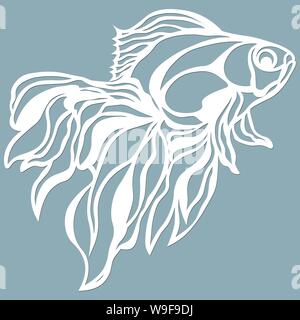 Il pesce per il taglio laser. Adatto per il taglio di carta, legno metallo. Per la progettazione di cartoline, i menu e i dettagli degli interni. Illustrazione Vettoriale. Sti Illustrazione Vettoriale