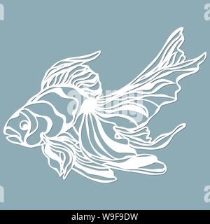 Il pesce per il taglio laser. Adatto per il taglio di carta, legno metallo. Per la progettazione di cartoline, i menu e i dettagli degli interni. Illustrazione Vettoriale. Sti Illustrazione Vettoriale