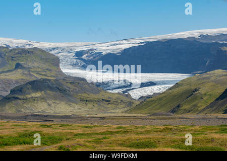 Ghiacciaio Solheimajokull, vicino Skogar, Islanda Foto Stock