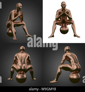 3D rendering illustrazione di umano in rame Foto Stock