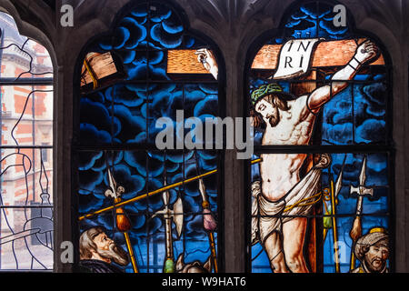 Ristrutturazione della East Window della Peterhouse Chapel, Cambridge Foto Stock