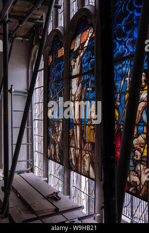 Ristrutturazione della East Window della Peterhouse Chapel, Cambridge Foto Stock