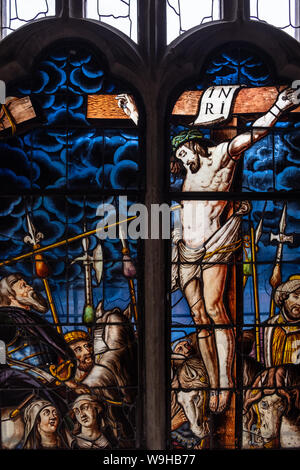 Ristrutturazione della East Window della Peterhouse Chapel, Cambridge Foto Stock