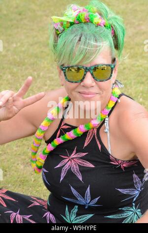 Green Pride 2019 festival di cannabis a Preston Park, Brighton. Foto:Terry Applin Foto Stock