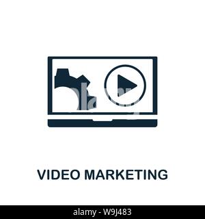 Icona vettore di Video Marketing. Segno creativo da seo e sviluppo icone raccolta. Icona di marketing video flat riempita per computer e dispositivi mobili Illustrazione Vettoriale