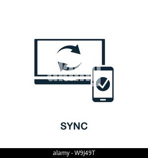Simbolo icona vettore di sincronizzazione. Segno creativo da seo e sviluppo icone raccolta. Icona di sincronizzazione piatta piena per computer e dispositivi mobili Illustrazione Vettoriale