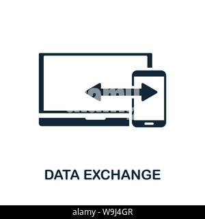 Lo scambio di dati vettore icona simbolo. Segno creativo da seo e sviluppo raccolta di icone. Riempito di dati flat icona di scambio per il computer e i dispositivi mobili Illustrazione Vettoriale