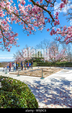 Vista del Presidente John F. Kennedy recinto in Al Cimitero Nazionale di Arlington, Washington DC, Distretto di Columbia, Stati Uniti d'America Foto Stock