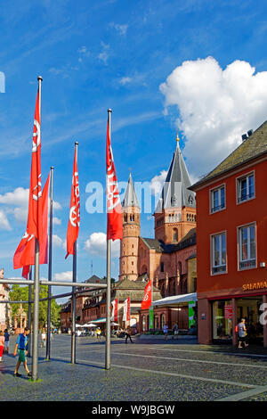 Marktplatz, Historischer Renaissance-Marktbrunnen, Hoher Dom Sankt Martin, Mainzer Dom Foto Stock