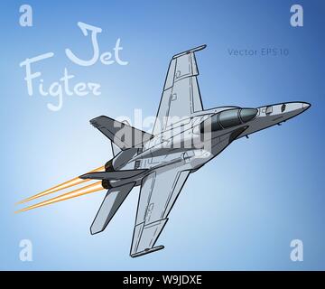 American jet fighter aircraft. Vettore di disegnare a mano libera Illustrazione Vettoriale