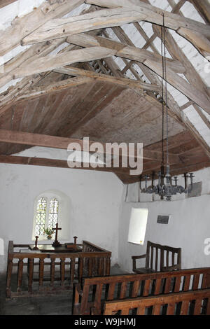 St Rhychwyn la Chiesa, Llanrhychwyn, nr Trefriw, Conwy Valley, Galles Foto Stock