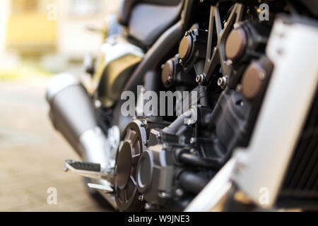 Foto di cromo brillante motocicletta blocco motore Foto Stock