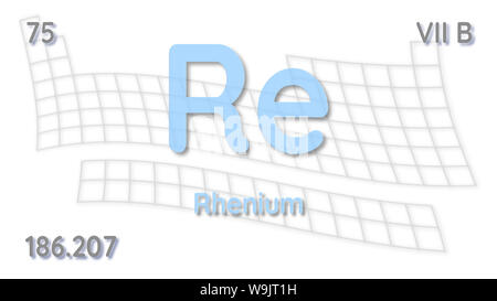 Il renio elemento chimico di dati atomici e il simbolo - tabella di elementi Foto Stock