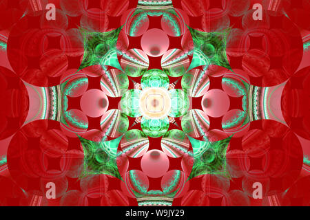 Rosso Arancione frattale geometrico illustrano fantasticando immaginazione spazio psichedelico sogni magic esplosione nucleare pattern di frequenza i concetti di radiazione Foto Stock