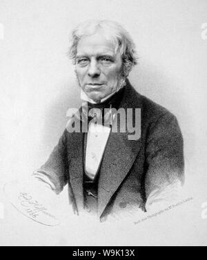 Ritratto di Michael Faraday (1791-1867), stampa 1856 Foto Stock