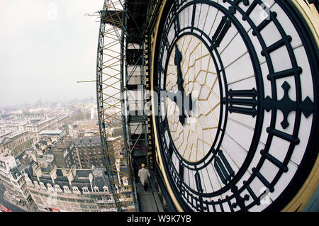 Close-up del fronte di clock del Big Ben, le Houses of Parliament, Westminster, London, England, Regno Unito, Europa Foto Stock