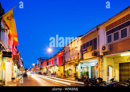 Case Cino-portoghese, la vecchia città di Phuket, Phuket, Thailandia, Sud-est asiatico, in Asia Foto Stock