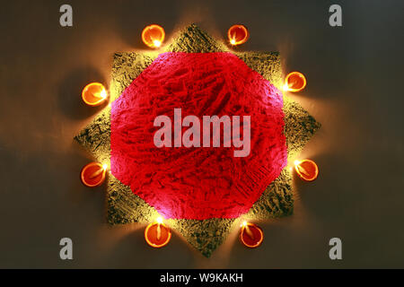 Colorful rangoli on the floor Stock Photo