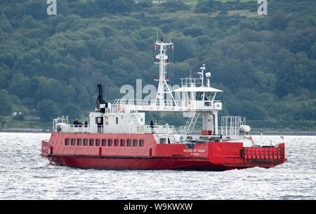 Il suono di Shuna traversata in traghetto tra McInroy del punto e Hunters Quay, Dunoon Foto Stock