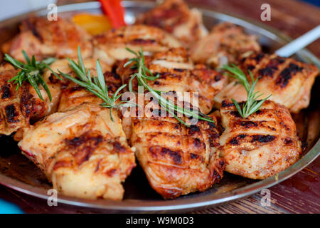 Close-up di carne di pollo. Foto Stock