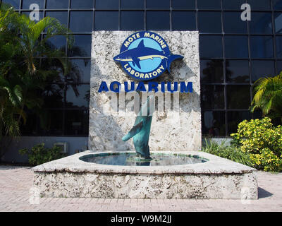 Ingresso a mote Aquarium, Florida, USA, Aprile 6, 2019, © Katharine Andriotis Foto Stock