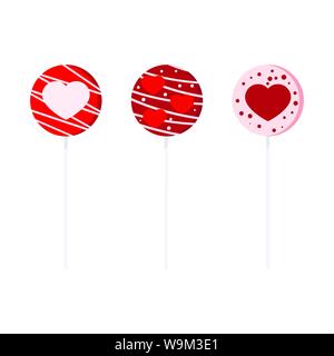 Dolce e deliziosa collezione Lollipop piatta in stile fumetto illustrazione Illustrazione Vettoriale