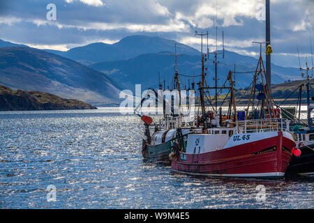 Barche da pesca sul Loch Ginestra, Ullapool Foto Stock