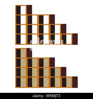 Illustrazione di isolati su sfondo bianco elemento della casa o mobili per ufficio - rack vuoto icon set. Illustrazione Vettoriale