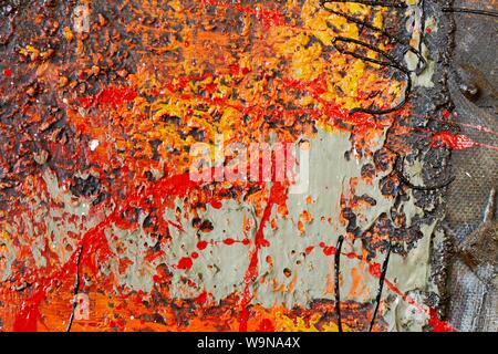 Abstract background di vernice. Rosso, arancione, multistrato, pittura sfondo. Foto Stock