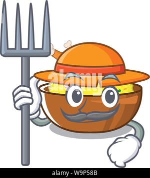 Agricoltore pollo biryani al di sopra della piastra di cartoon Illustrazione Vettoriale