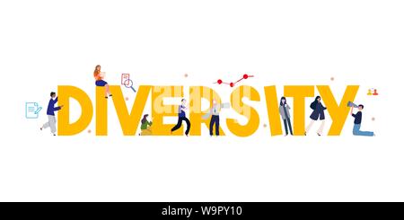 La diversità multiculturale la solidarietà della comunità internazionale il concetto di mondo o società. Lavorare insieme come team. Illustrazione Vettoriale. Illustrazione Vettoriale