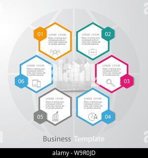 Vettore carta astratta elementi infografico.infographics esagonale. Illustrazione Vettoriale