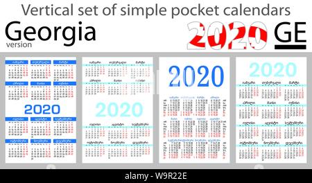 La Georgia serie verticale di Calendari tascabili per il 2020 (due mila anni). Nuovo anno. Color design semplice. Vettore Illustrazione Vettoriale