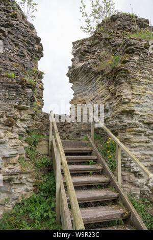 Il Wigmore castello vicino a Ludlow in Herefordshire, Inghilterra. Una rovina il castello medievale originario nel XI secolo in Occidente marche. Foto Stock