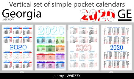 La Georgia serie verticale di Calendari tascabili per il 2020 (due mila anni). Nuovo anno. Color design semplice. Vettore Illustrazione Vettoriale