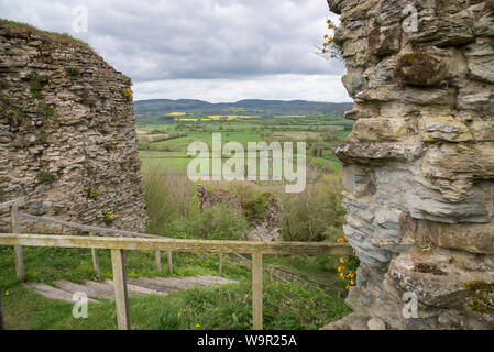 Il Wigmore castello vicino a Ludlow in Herefordshire, Inghilterra. Una rovina il castello medievale originario nel XI secolo in Occidente marche. Foto Stock