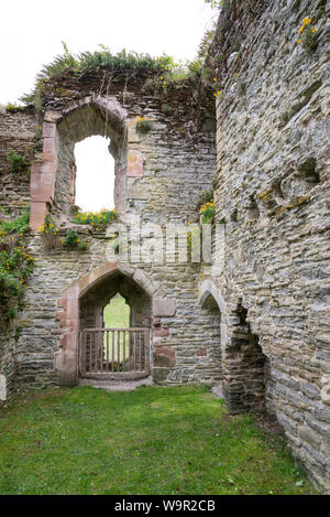 Il Wigmore castello vicino a Ludlow in Herefordshire, Inghilterra. Una rovina il castello medievale originario nel XI secolo in Occidente marche. Foto Stock