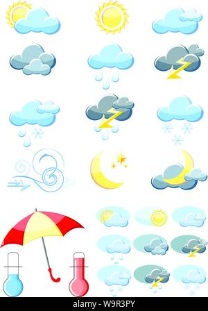 Set di un vettore lucida icone meteo Illustrazione Vettoriale